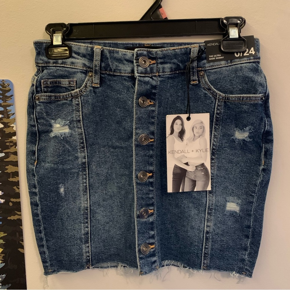 Kendall + Kylie Distressed Mini Skirt, “The Ultra Babe Skinny”